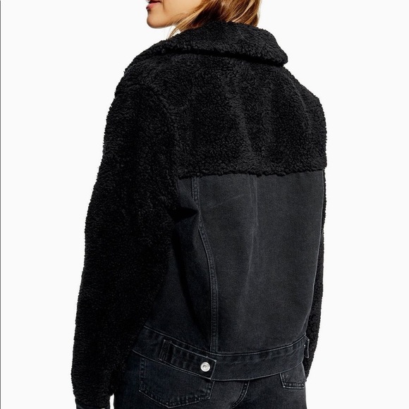 TOPSHOP half denim half Sherpa jacket - Picture 2 of 4